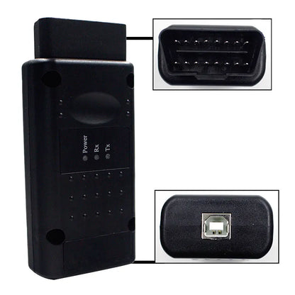 OPCOM 1.70/1.95 OBD2 Diagnostic Tool for Opel showing the device and its connectors.